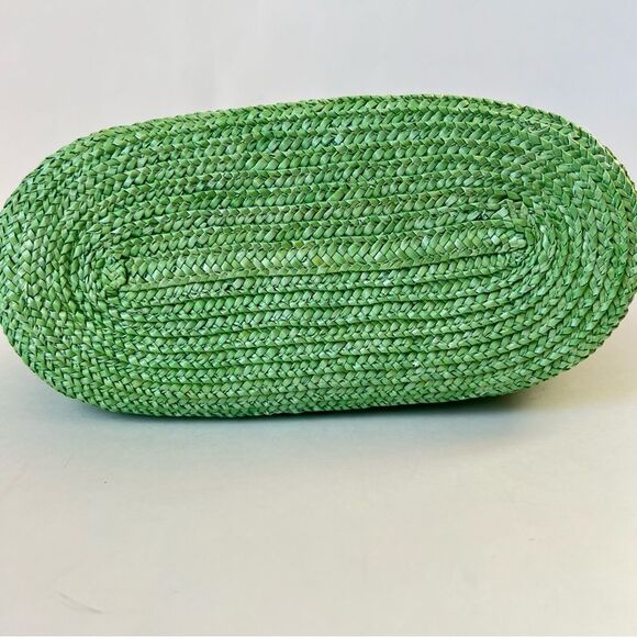 VTG Donna Dixon Kelly Green Braided Handle Raffia Woven Shoulder Bag Purse - Picture 10 of 15
